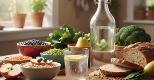 High-fiber foods and water to prevent and treat hemorrhoids