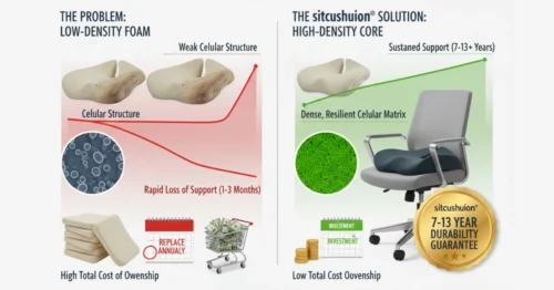 Low-density foam vs. high-density sitcushion for durability and support