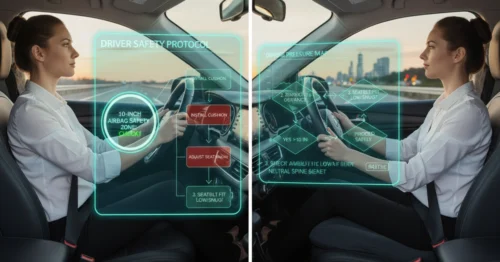 Safety checklist for drivers_ Visualizing the 10-inch airbag clearance and proper seat belt fit with an adult booster cushion