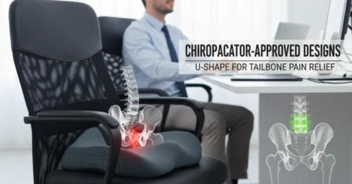 U-shaped ergonomic seat cushion providing tailbone pain relief in an office chair