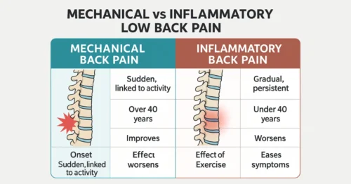 mechanical vs inflammatory low back pain comparison illustration