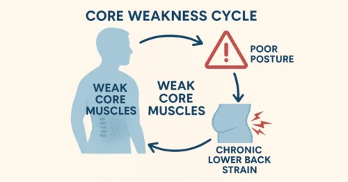 weak core muscles leading to chronic lower back strain diagram