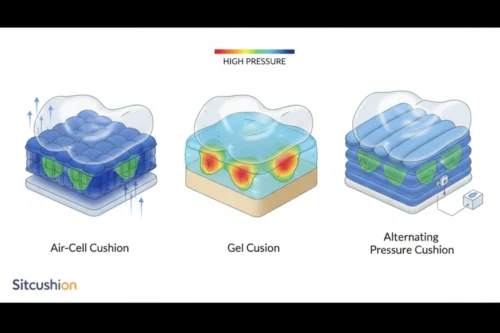 Air, gel and alternating wheelchair cushion pressure comparison