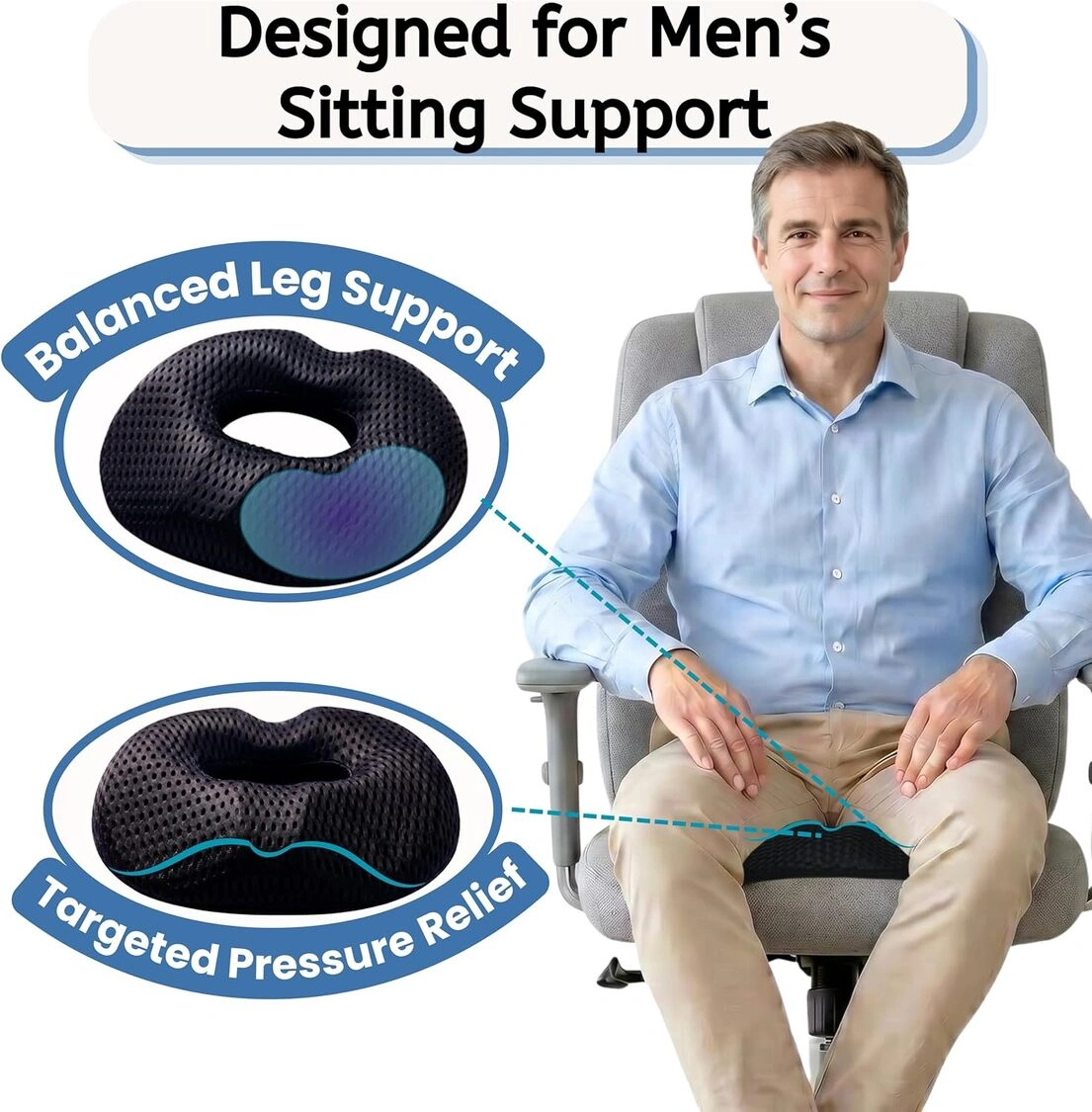 designed for men's sitting support _ Sitcushion Donut seat cushion