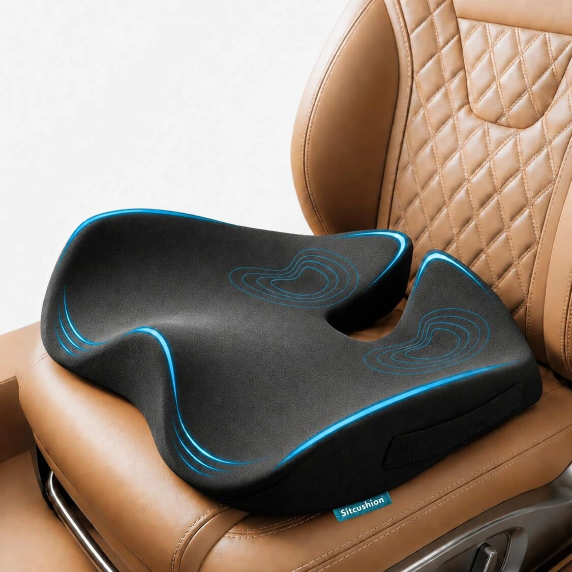 Sitcushion Premium Car Seat Cushion for Driving Sciatica Relief _ Gray