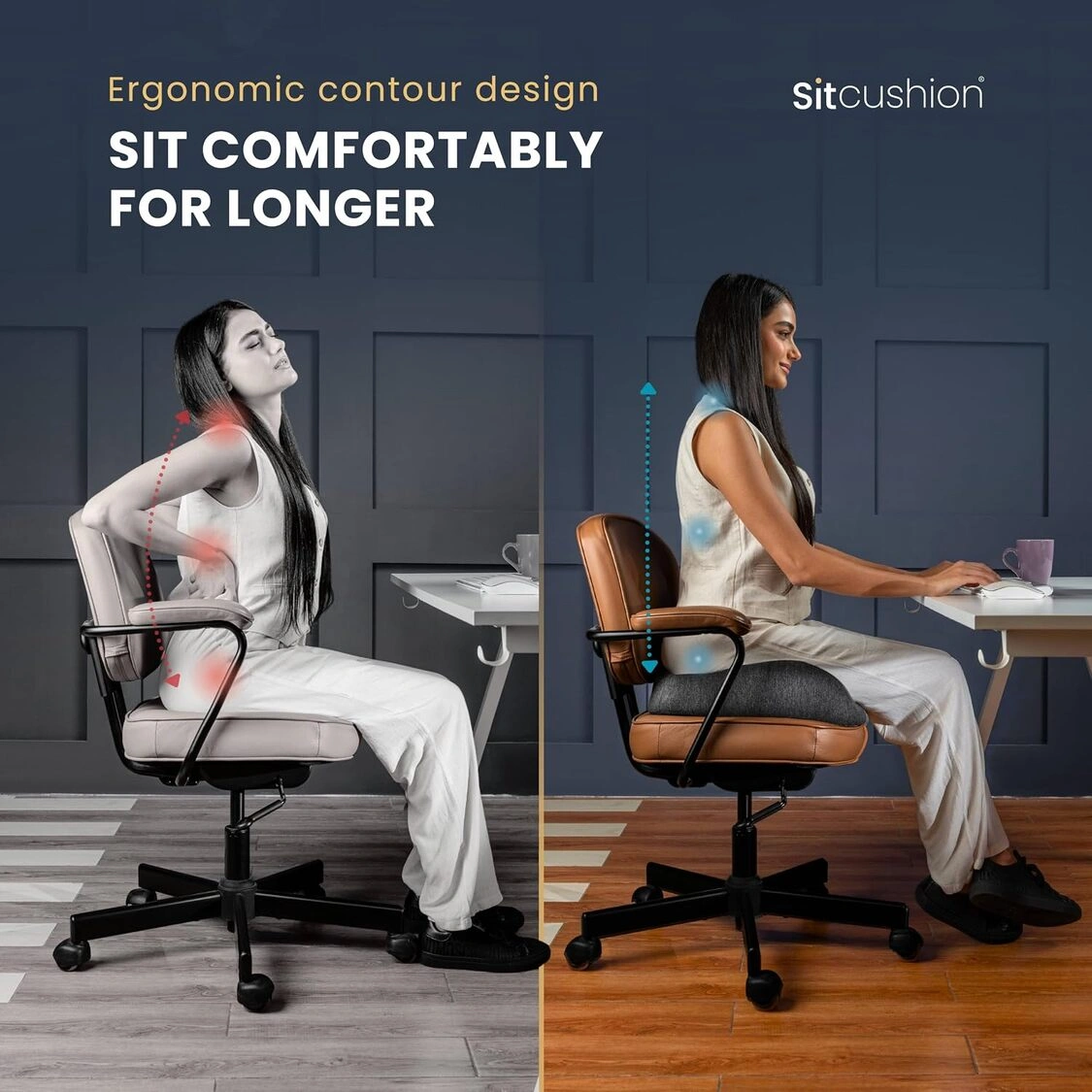 sit comfortably for longer with ergonomic seat cushion | Sitcushion