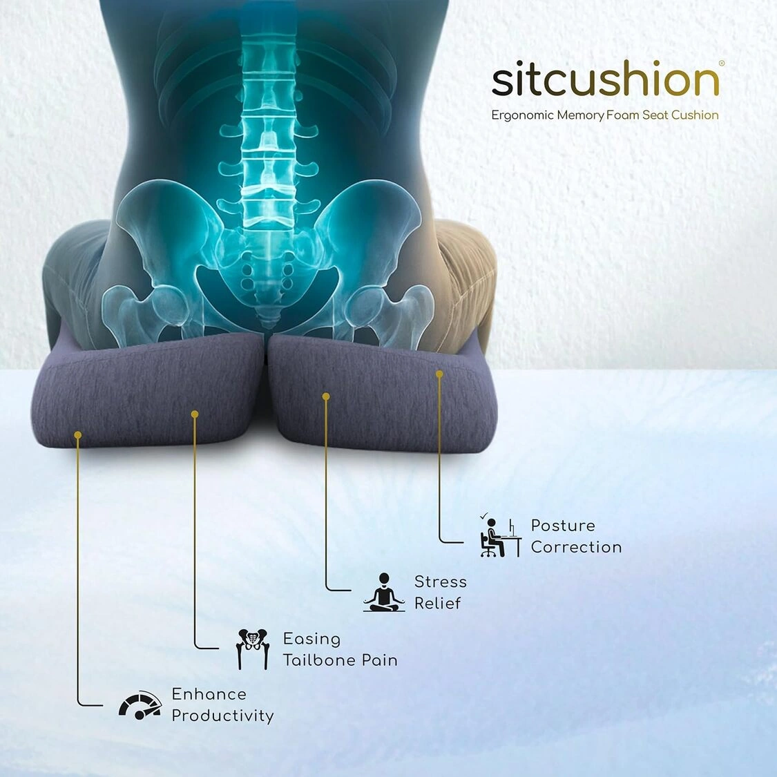 Ergonomic memory foam car seat cushion