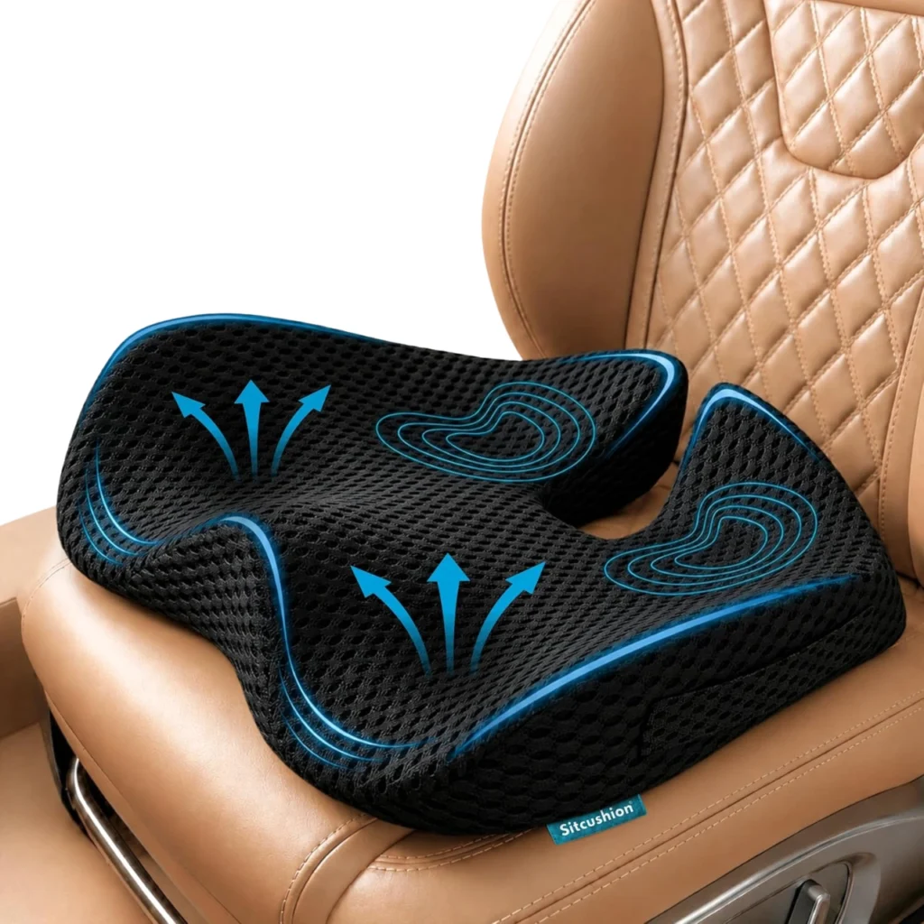 X Large Memory Foam Car Seat Cushion with Breathable 4D Mesh Cover_Sitcushion